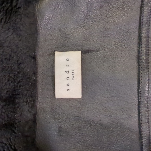Sandro Paris Shearling Moto Jacket Sz. 0 - Picture 6 of 9